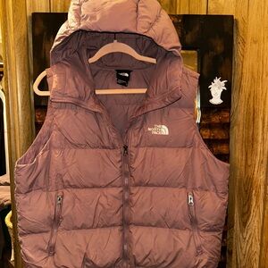 The North Face Mauve Hooded Puffer Vest